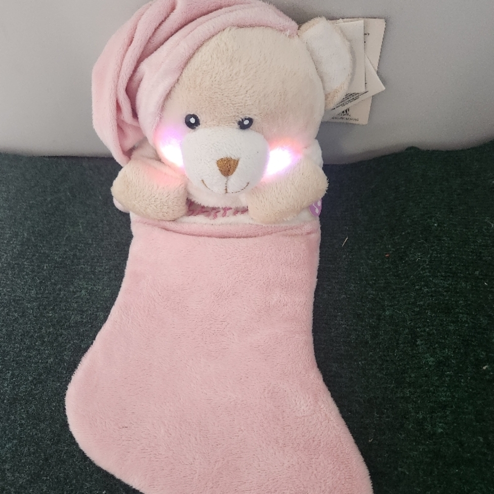 My First Christmas Pink Musical Teddy Bear Stocking